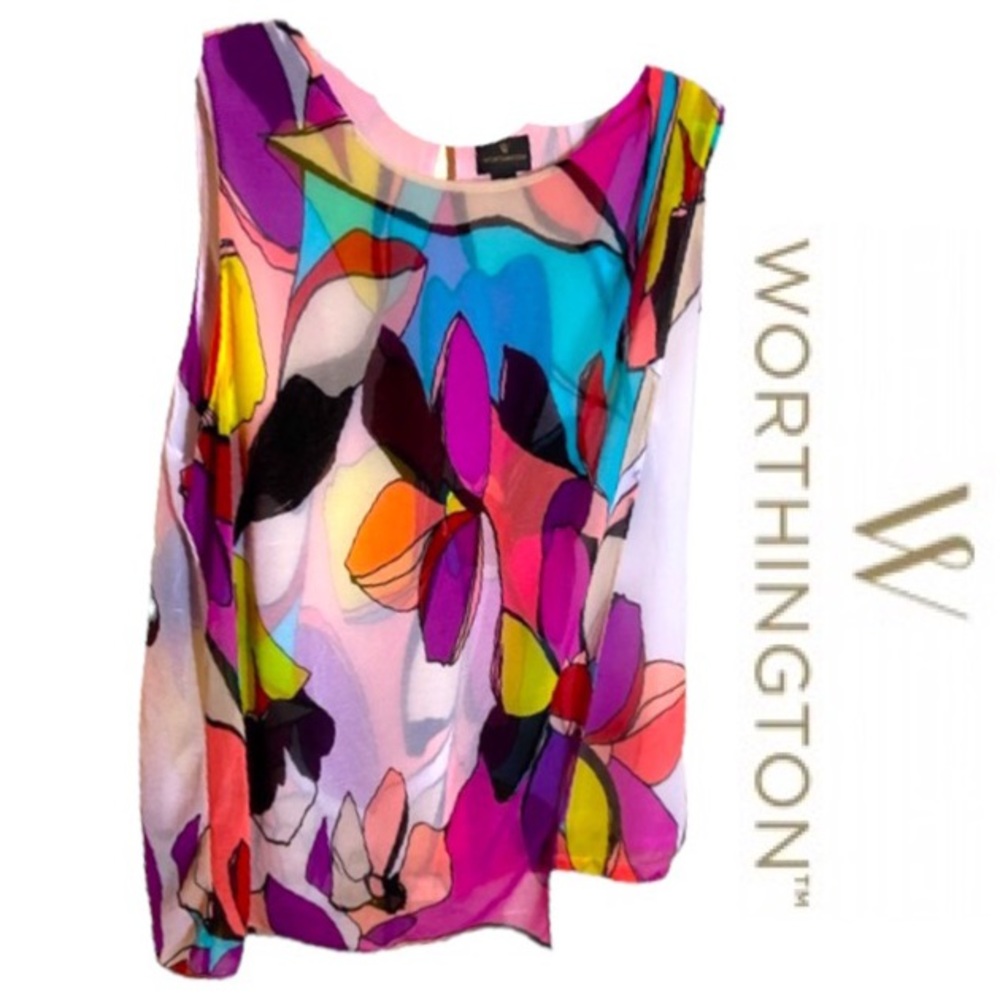 WORTHINGTON Dressy Sleeveless Top Lightweight & Multi-Layered Size M - Picture 1 of 4